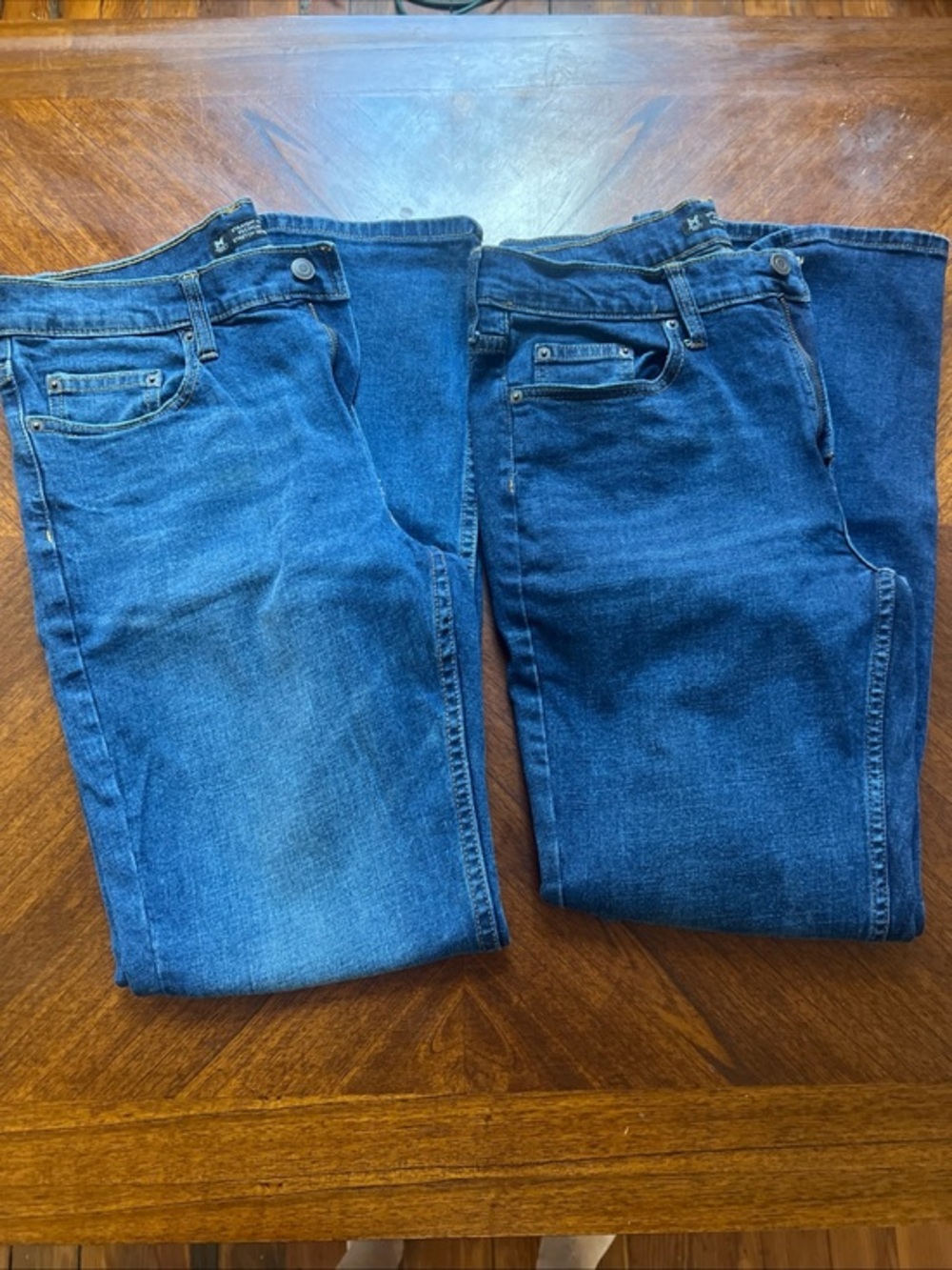 2 Pairs of Members Mark Slim Straight Men's Jeans in Blue - Classic Denim 32x32